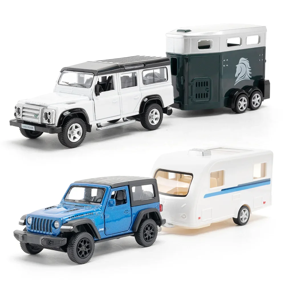 1:36 Range Rover Ford F150 jeep wrangler Alloy zestaw przyczep kempingowych Diecast Car Metal Alloy Model samochodu Kolekcja zabawek dla dzieci prezenty