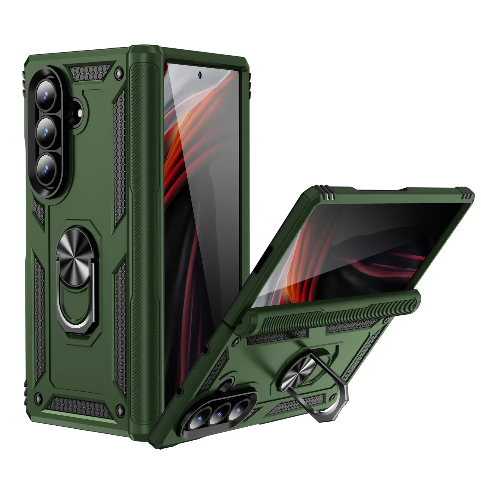 Amor Stoßfeste Hülle für Samsung Galaxy Z Fold 8 Ultra 7 6 5 Harte Ringhalter-Handyhülle mit Scharnierschutz – Detail 8