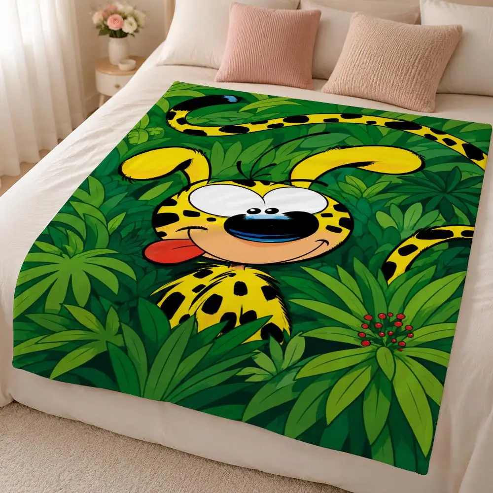 Cartoon M-Marsupilami European Adventure Cartoon Throw 320g Soft Flannel Fleece Throw Blanket Cover Sofa Bed Dorm Nap