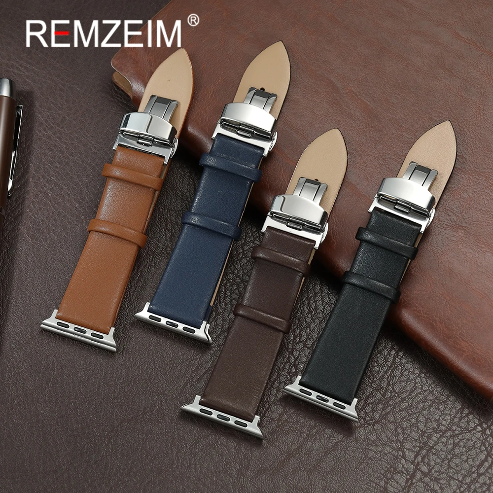 Bracelet en cuir Ultra-fin pour Apple Watch 1-10 Ultra SE 2, décontracté, souple, 38 40 41 42 44 45 46 49mm