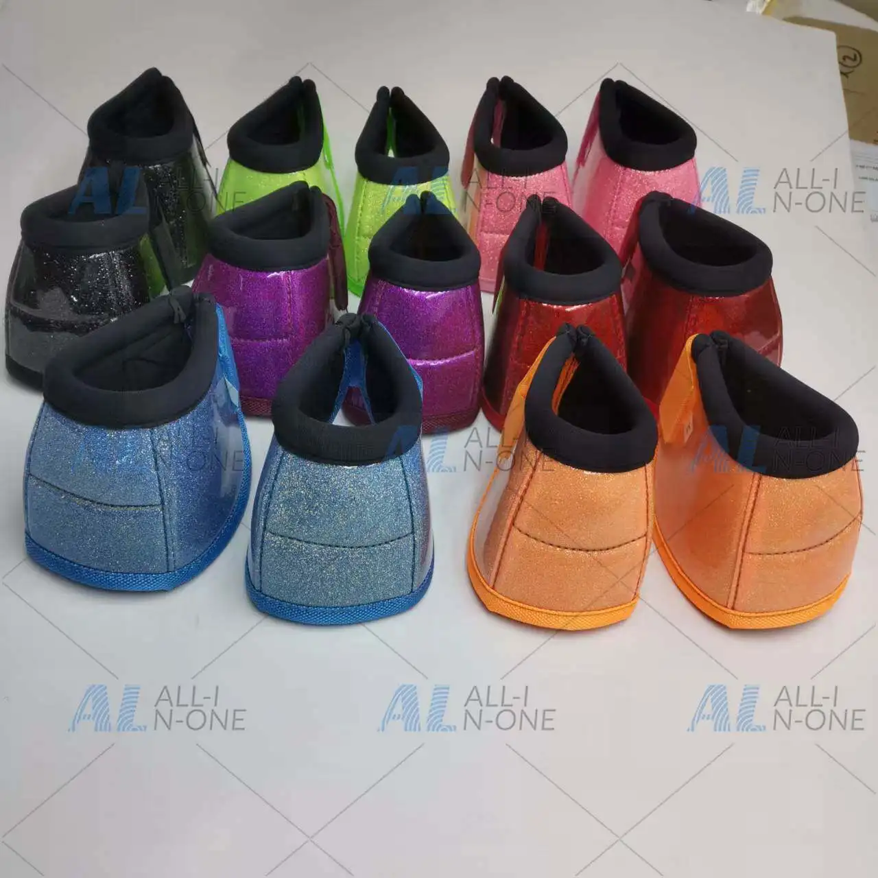 Horse Racing Bell Boots & Leg Guard Set - Convex Block Anti-Rotation Horseshoe Protection Equipment