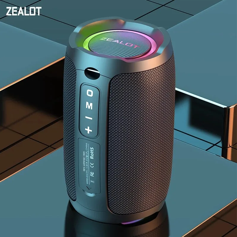 Zealot-S49 10W Caixa de som portátil bluetooth com som estéreo, à prova d'água IPX7, sem fio, bluetooth 5.2, excelente desempenho de graves.