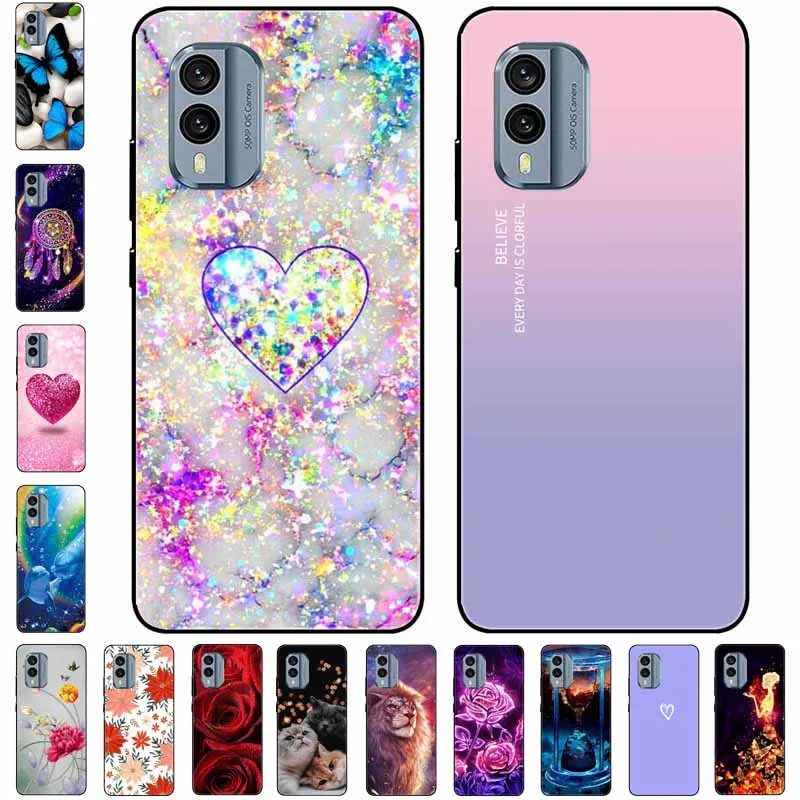 Phone Case for Nokia X30 X 30 Cover Silicone Fashion Cat Dog TPU Black Painted Funda Coque for NOKIA X30 NokiaX30 Protective Bag