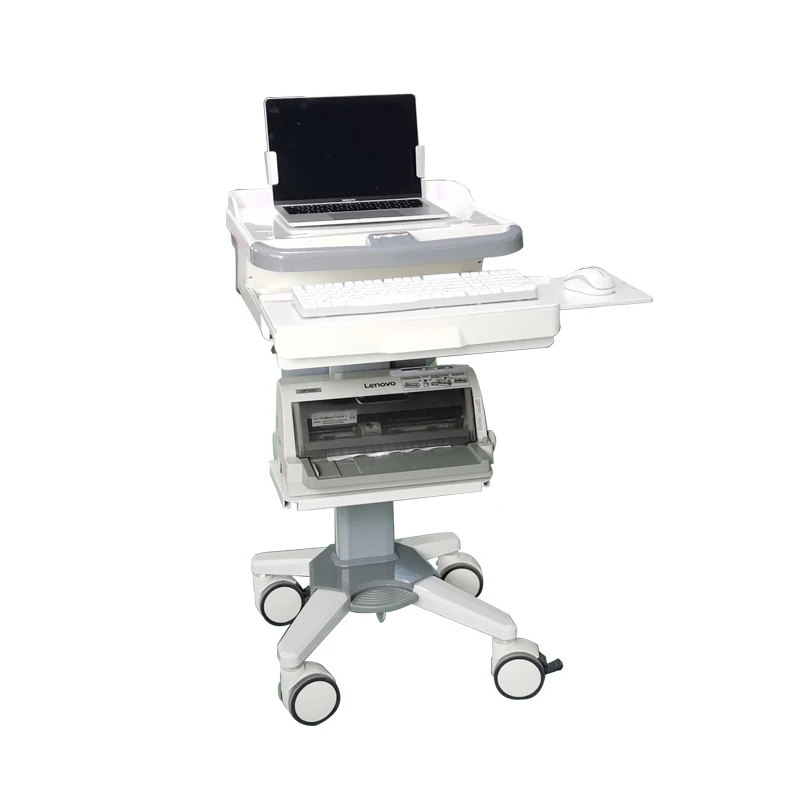 

Mobile adjustable rolling medical workstation cart with laptop stand for hospitals and clinics