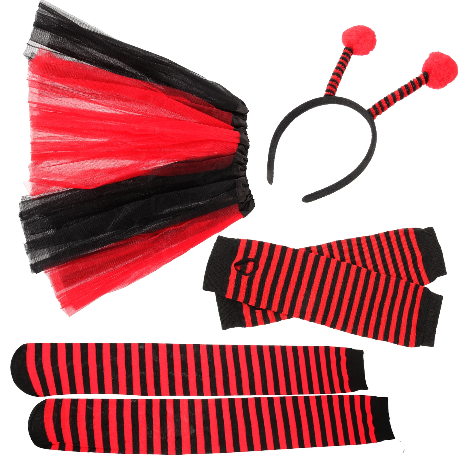 

1 Set Ladybug Kit Knee Socks Headband Tutu Skirt Sleeves Party Supplies Ladybug Costume Accessories Costume Decor Party Favors