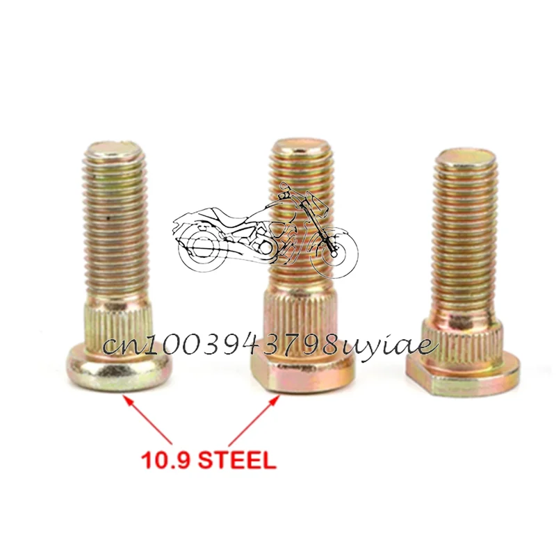 4Pcs gold M10 Platen Screws Tooth Knurled rivet  Crimp rivetsSpline Screw Wheel Hub Stud for ATV UTV Kart Quad Bike parts