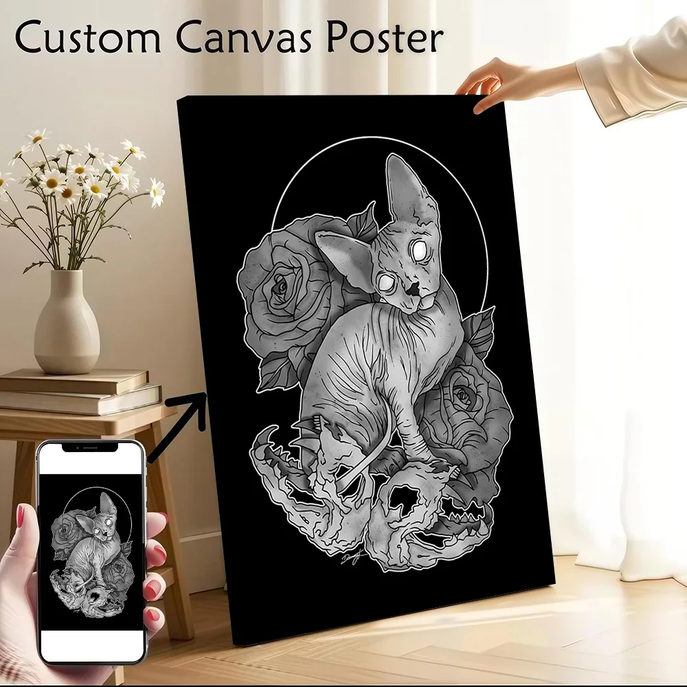 Hairless Cat Canvas Wall Arts Poster Customizable Pictures Printing for Room Modern Home Decoration Ornaments Art Mural Painting