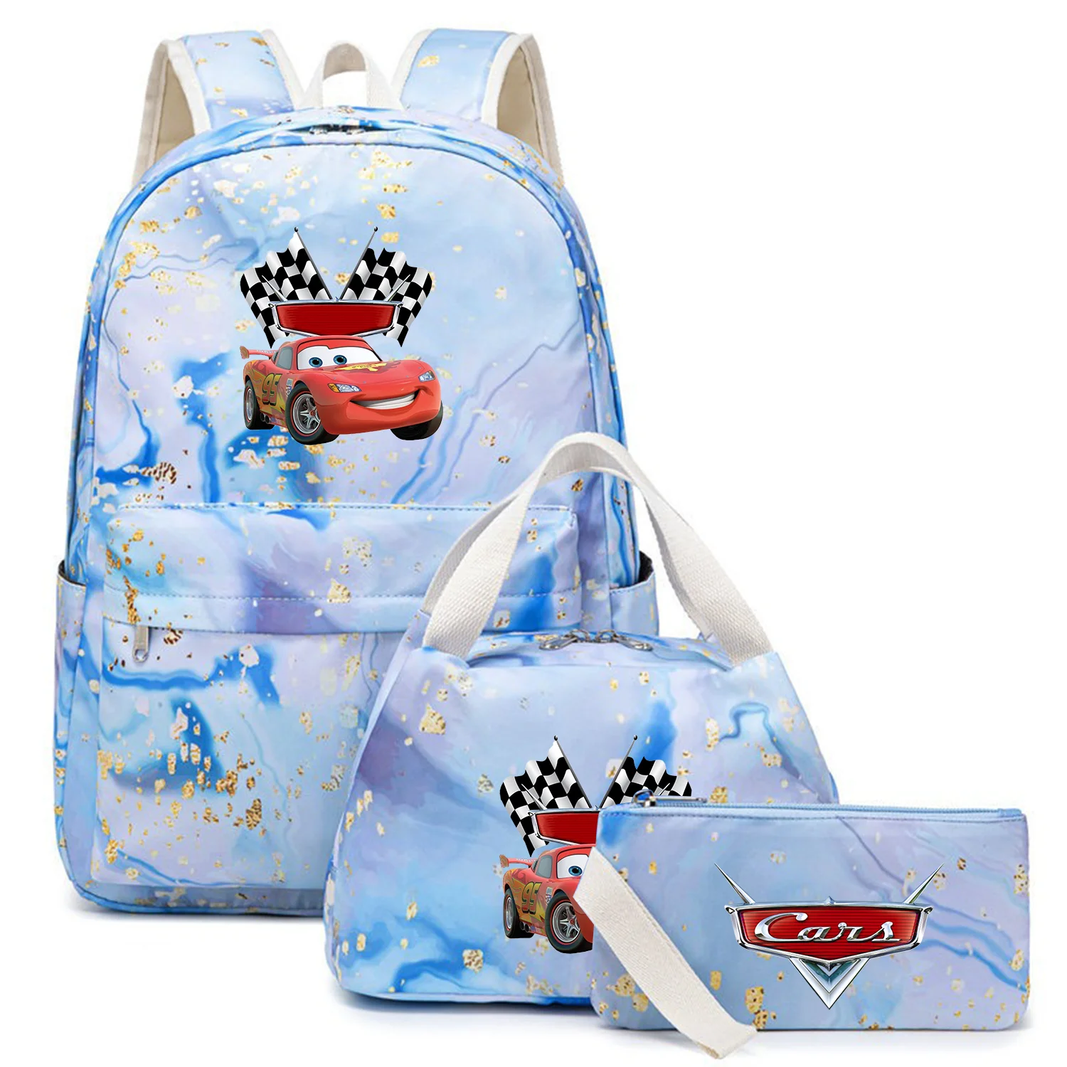 

3Pcs Pixar Cars McQueen Kids Backpack Large Capacity Student Waterproof Schoolbag Boys Girls Pen Lunch Bags Travel Mochila