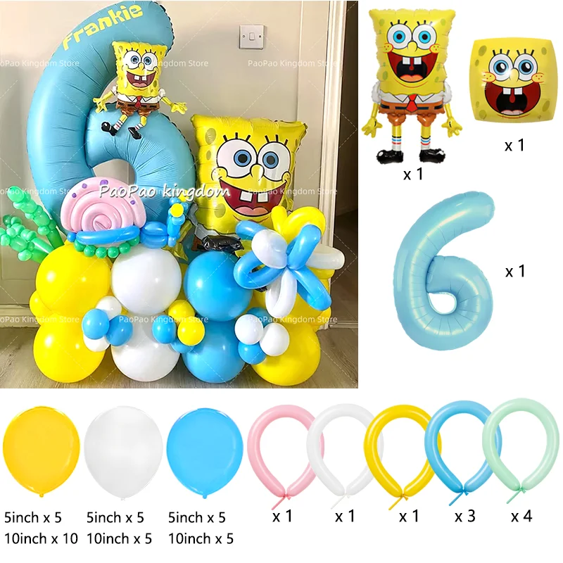 Niedliche SpongeBob Schwammkopf Aluminiumfolien-Ballons für Kindergeburtstage, Babypartys, Eventdekoration und Partyzubehör – Detail 6