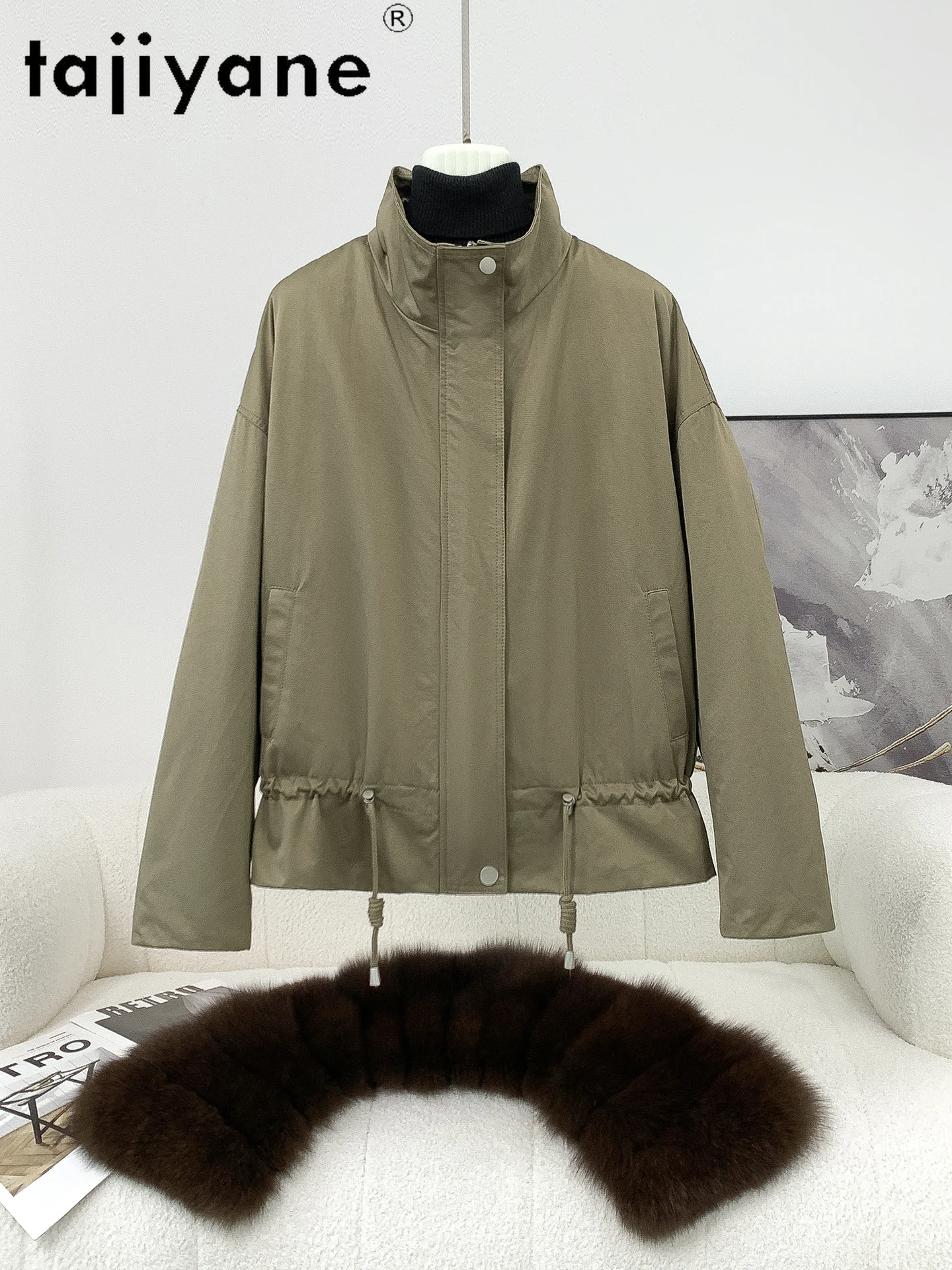 معاطف نسائية من TAJIYANE Goose Down سترات نسائية ذات ياقة من فرو الثعلب الحقيقي قابلة للفصل ملابس خارجية نسائية مميزة ملابس نسائية شتوية 2025 فقرة