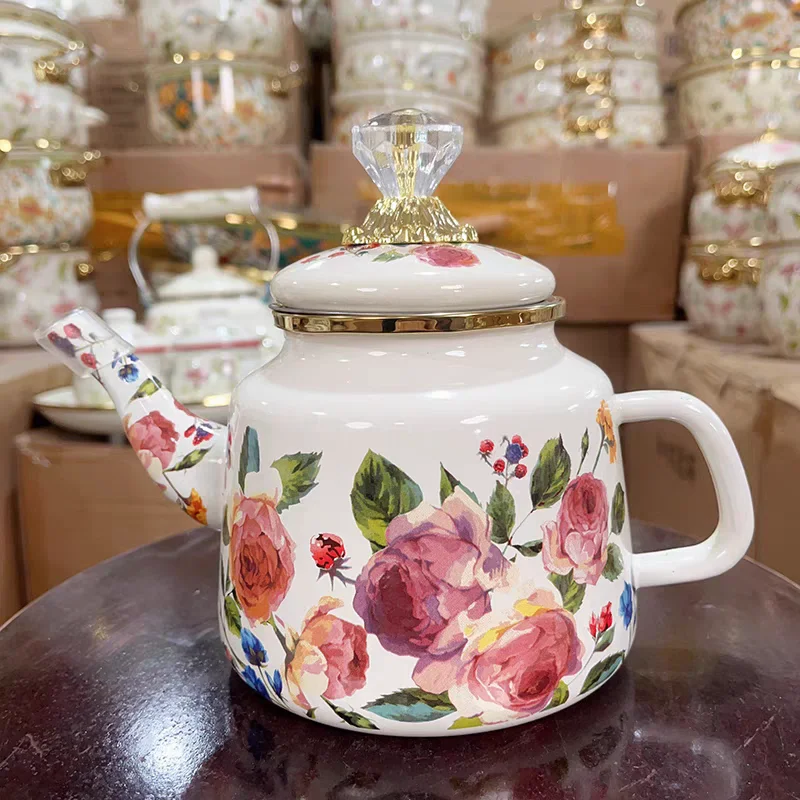 

Enameled Kettle Home Restaurant Tea Kettle Oil Canister with Filter for Coffee Milk Tea Kettle with Filter Water Kettle