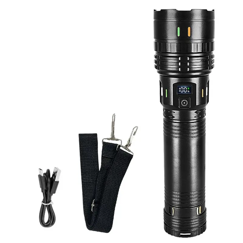 ABGR-Ultra Powerful LED Flashlight New 2000W Super Bright Torch Light Rechargeable Portable Lamp Outdoor Fishing Lantern