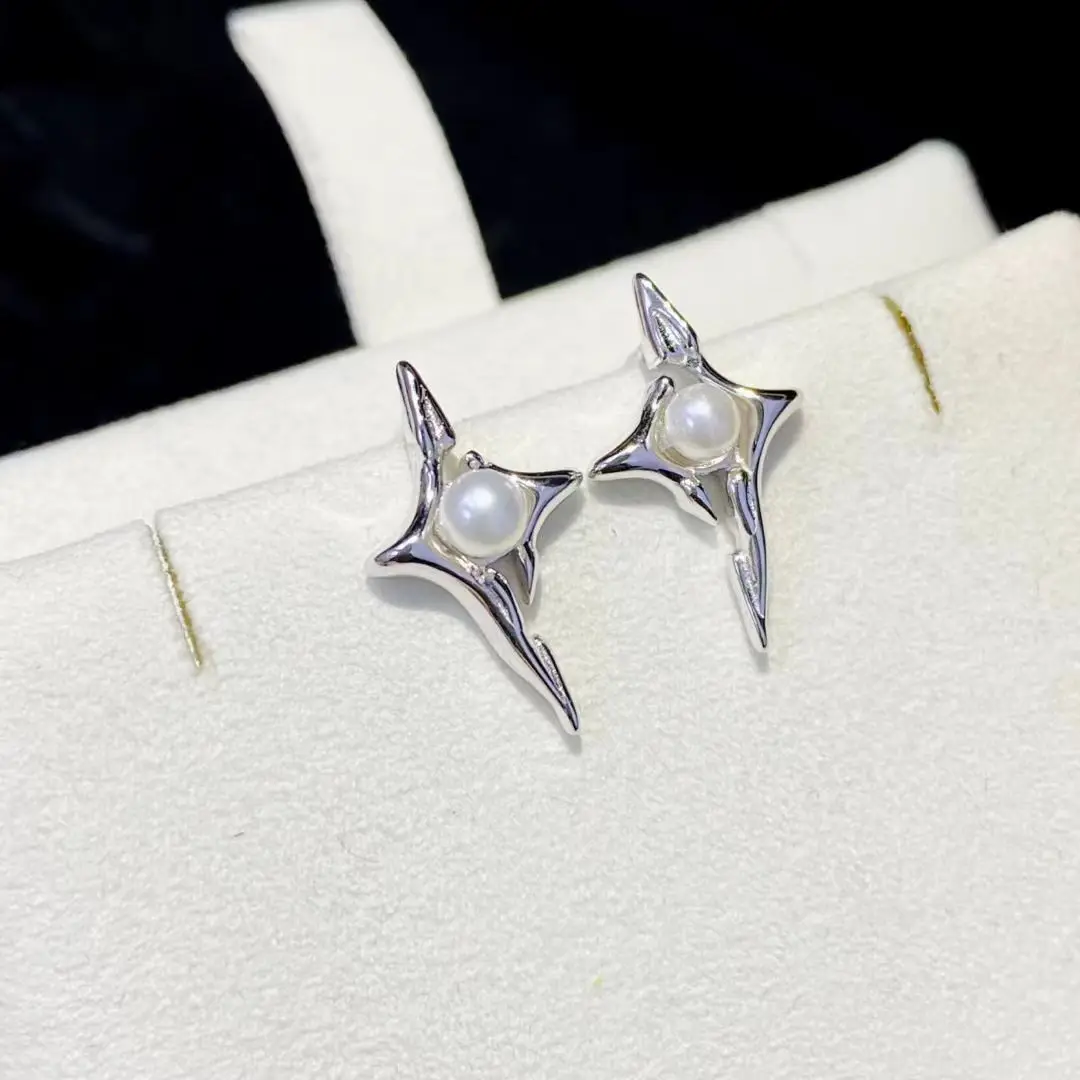 

Wholesale S925 Sterling Silver Earrings Mount Findings Settings Base Mounting Parts Accessory for 3-3.5mm Pearls 5 pairs/lot