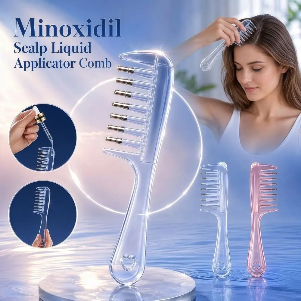 7-Tooth Minoxidil Scalp Liquid Applicator Comb Ball Bearings Transparent Minoxidil Root Treatment Comb Precise