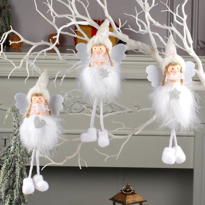 Christmas Plush Angel Girl Boy Dolls Xmas Tree Ornament Natal Noel Deco Christmas Decorations for Home New Year 2023 Kids Gifts