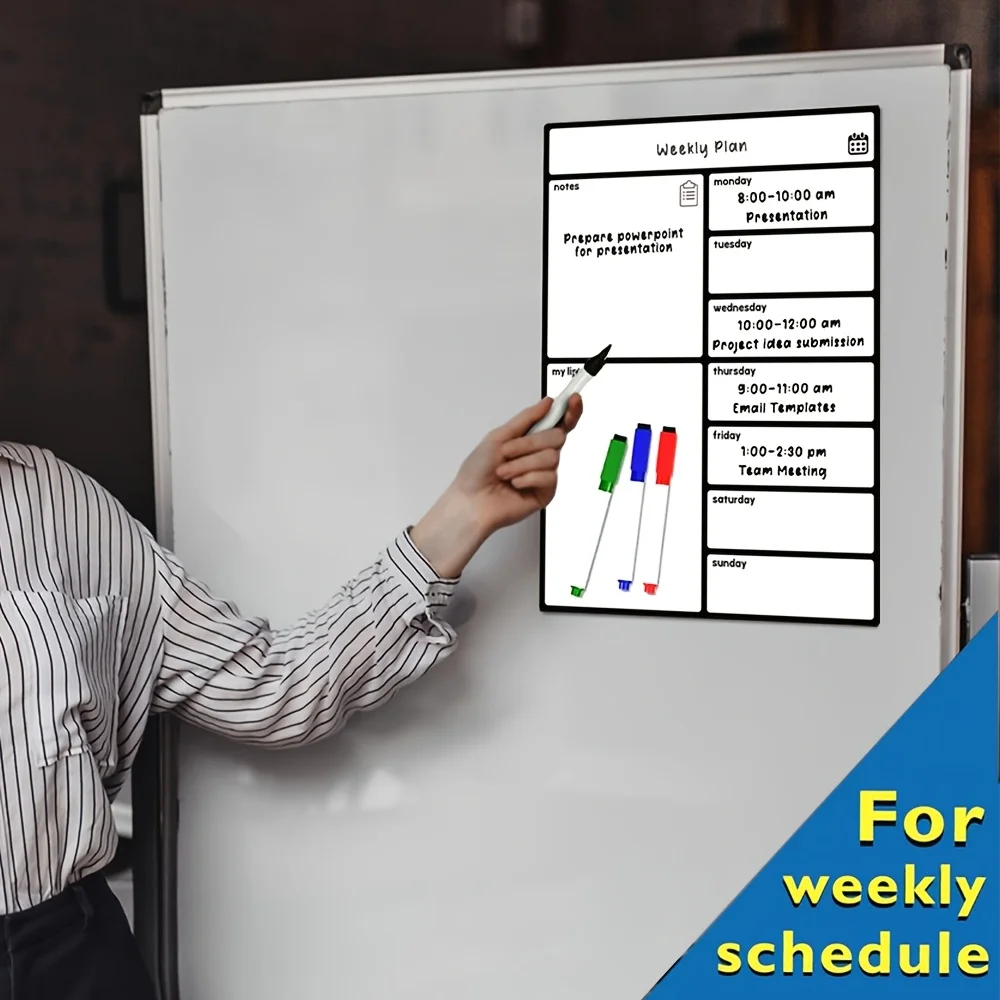 A3 Magnetic Whiteboard Fridge Calendar - Meal Planner And Shopping List Board - Memo Board And Family Planning Notice Board - We