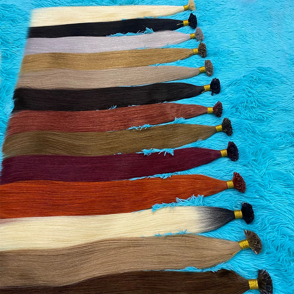 Кератиновые наращивания человеческих волос с V-образным кончиком, натуральные прямые цветные предварительно склеенные Fusions, наращивание человеческих волос, кератиновые капсулы 18-30 дюймов