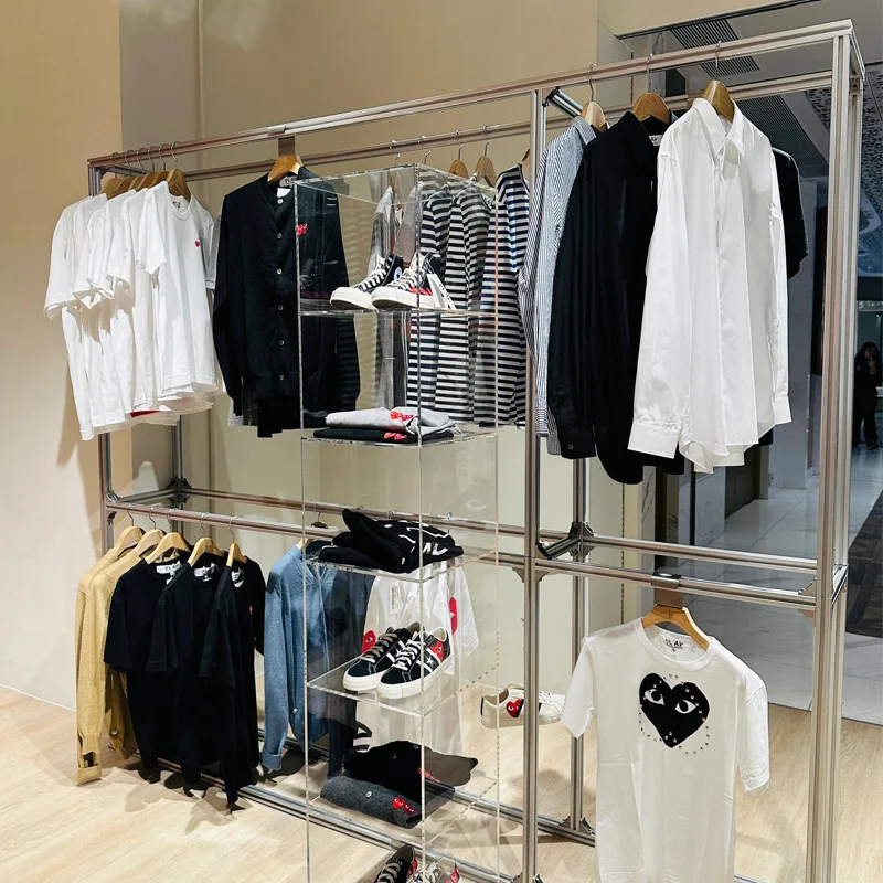 Clothing store creative aluminum profile  clothes, multi-layer coat rack display rack