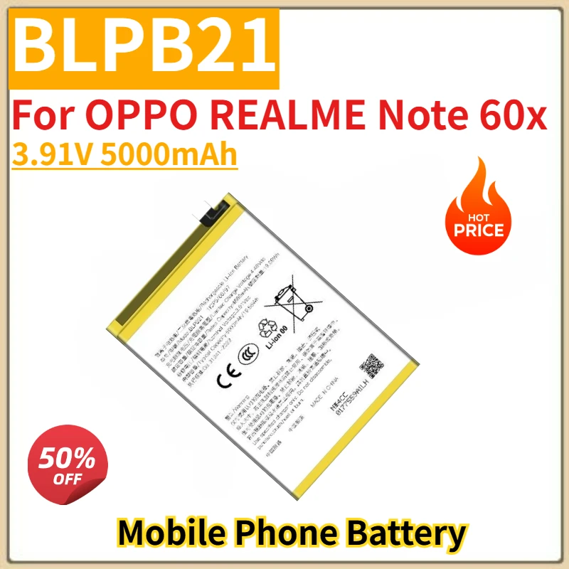 

High Quality BLPB21 Mobile Phone Battery 3.91V 5000mAh for OPPO REALME Note 60x Brand New Replacement Battery