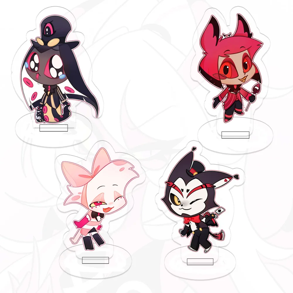Lucifer Alastor Stand Card Q Version Mini Kawaii Student Desktop Ornaments Decorate Standing Sign Figure Cartoon Festival Gift