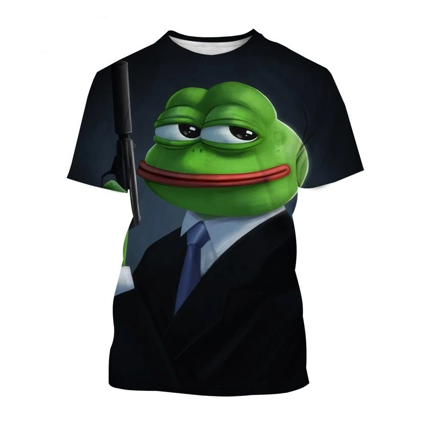 

Fashion New Pepe Frog 3D Printed T-shirt Street Punk Cool Men's Casual Short Sleeves Summer Casual Women Kids T shirt 100-6XL