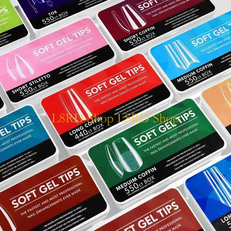 L8rd Pressione unhas falsas unhas falsas artificiais para extensão unhas Manicure Diy 550 PCs Gel capa completa Dicas