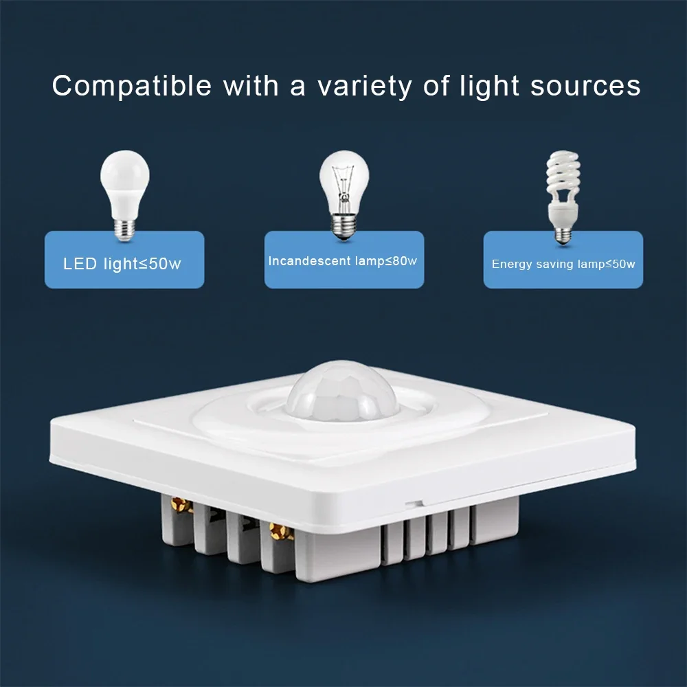 Joli d'éclairage à capteur de mouvement LED PIR, détection infrarouge du corps humain, marche et arrêt automatiques, interrupteur intelligent pour couloir et escalier, AC 220V