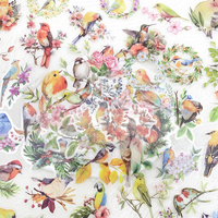 50pcs Watercolorful Bird PET Transparent Stickers Cartoon Animals Decal DIY Handbook Phone Luggage Stationery Skateboard Sticker