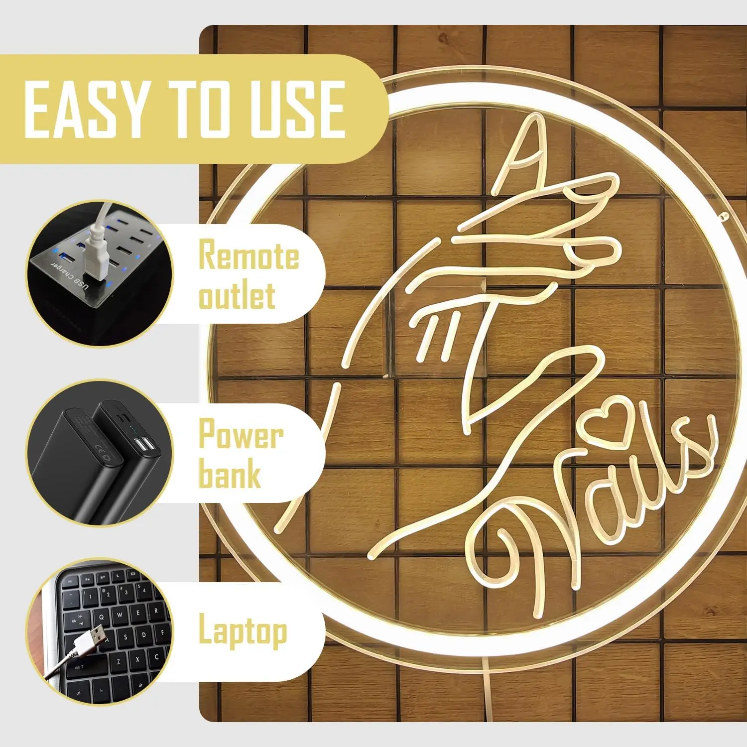 Nail Salon Neon Sign LED Dimmable Wall Light for Beauty Room Bedroom Decor