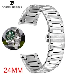 Pagani Design 2024New PD1736 Stainless Steel 24MM Silver Bracelet Clasp Bracelet Watch Waterproof Diving Business reloj hombr