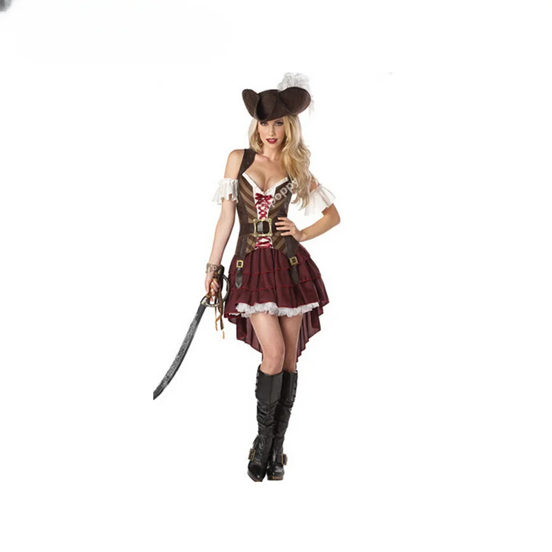 Caribbean costumes female pirate cosplay women's halloween costume