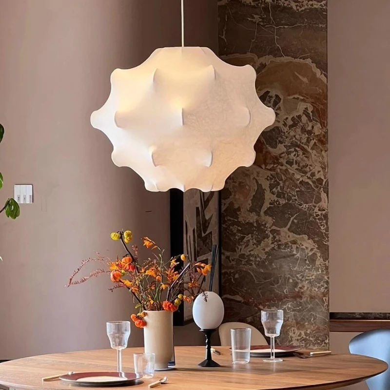 

Japanese-style wabi silent wind chandelier designer bedroom study silk lamp cream wind retro restaurant bar bed and breakfast