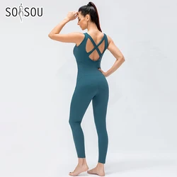 SOISOU All-in-one Yoga Set dresy sportowe damskie dresy odzież sportowa elastyczność Fitness trening treningowy odzież do tańca siłownia