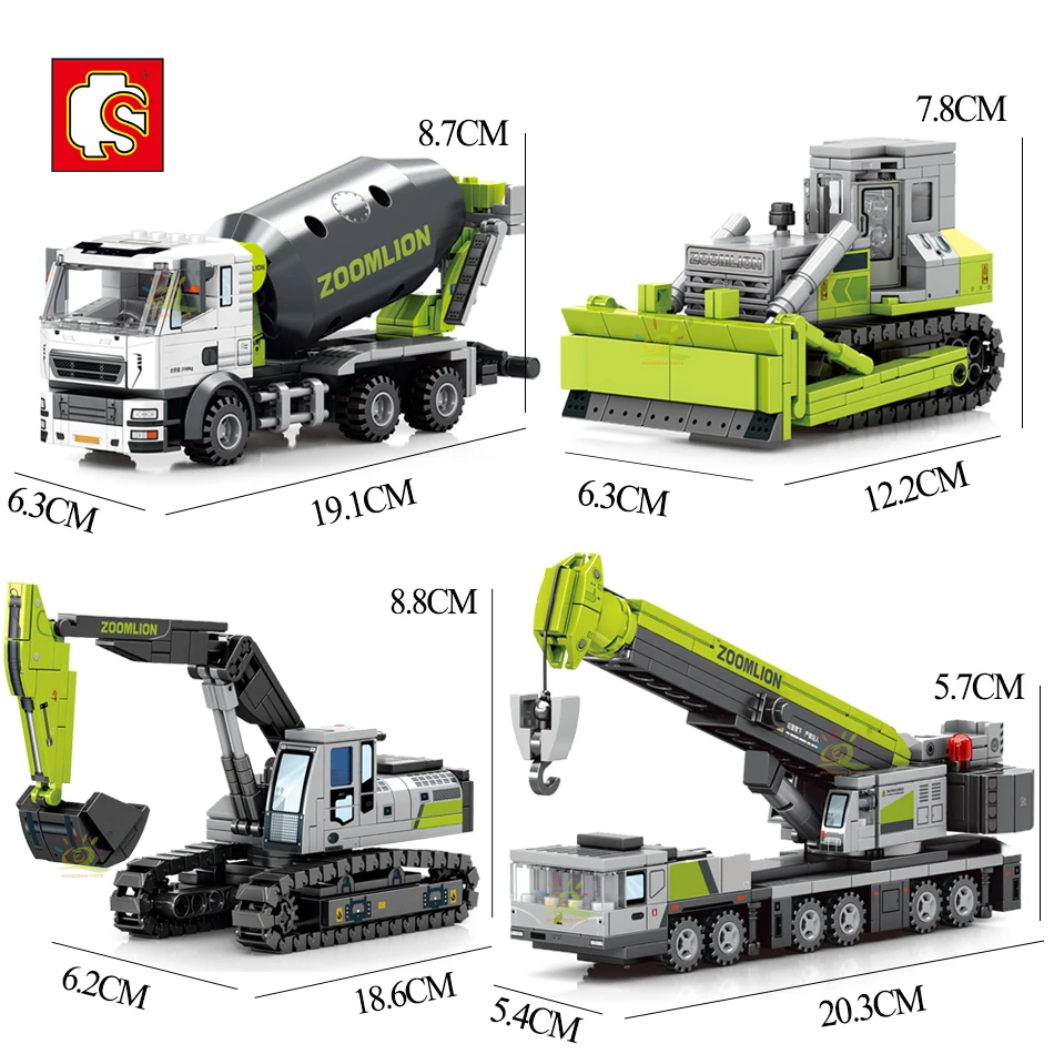 SEMBO City Engineering Crane Forklift Model Building Block Set Boy DIY Dump Truck Construction Drilling Rig Brick Toy Children