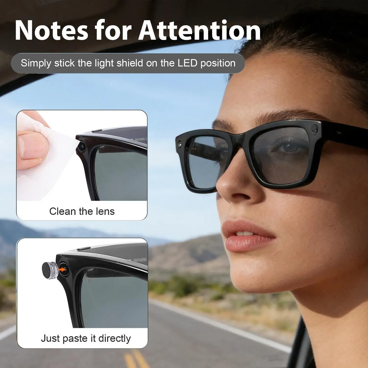 15-in-1 Light Blocking Sheet Stickers with Nose Pads LED Cover Patch Self Adhesive Shading for Ray-Ban Meta Huawei Smart Glasses
