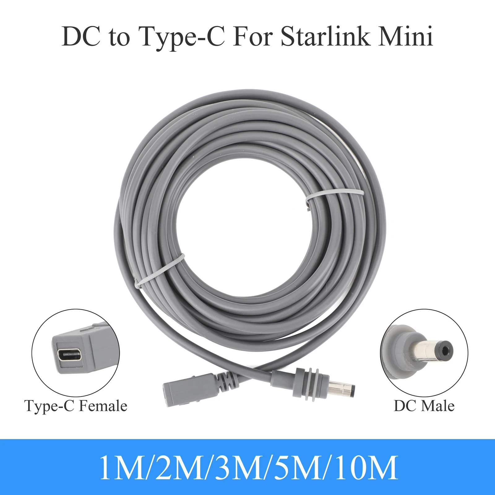 

For Starlink Mini DC male to Type-C female extension cable 1/2/3/5/10m plug and play suitable for Starlink MINI cable