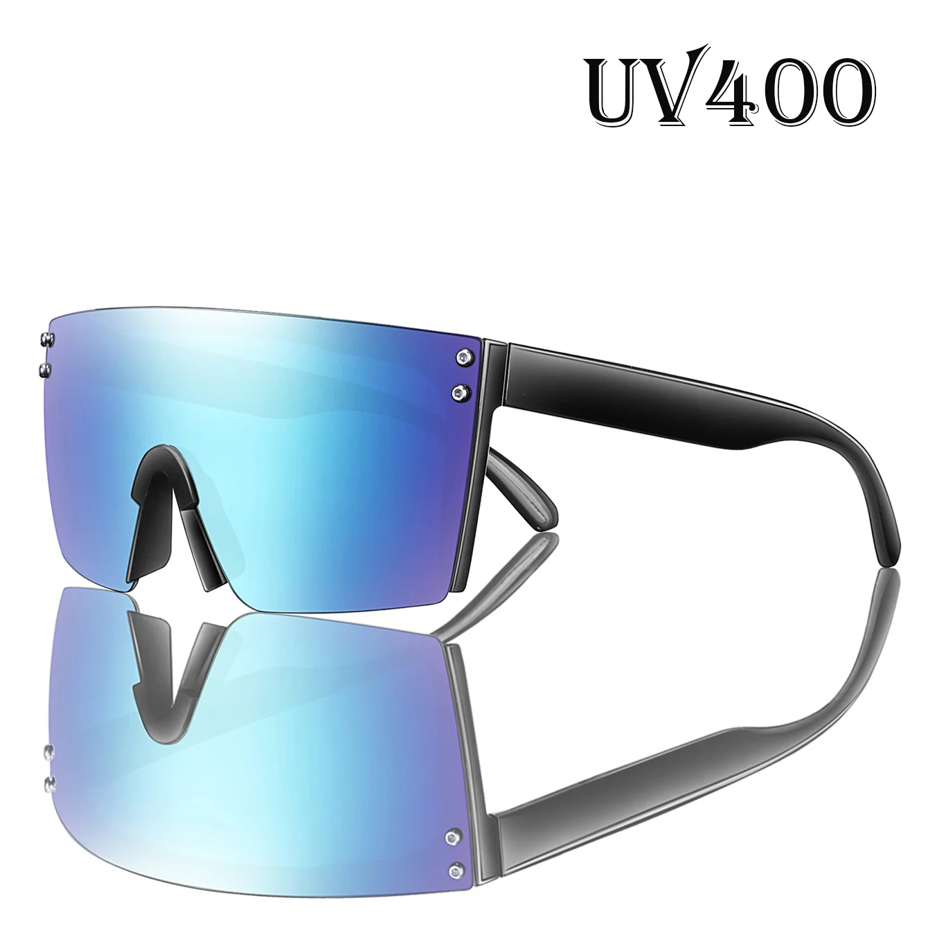 Unisex-Sonnenbrille mit großem quadratischem Rahmen, winddichte Fahrradbrille, Outdoor-MTB-Punk-Mode-Fahrradbrille zum Angeln