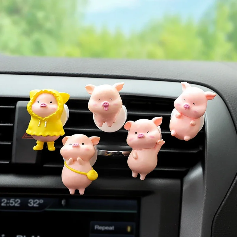 Cute Pig Car Air Freshener Air Conditioning Outlet Decoration Car Accessories Interior Car Aromatherapy Clip Perfume Clip