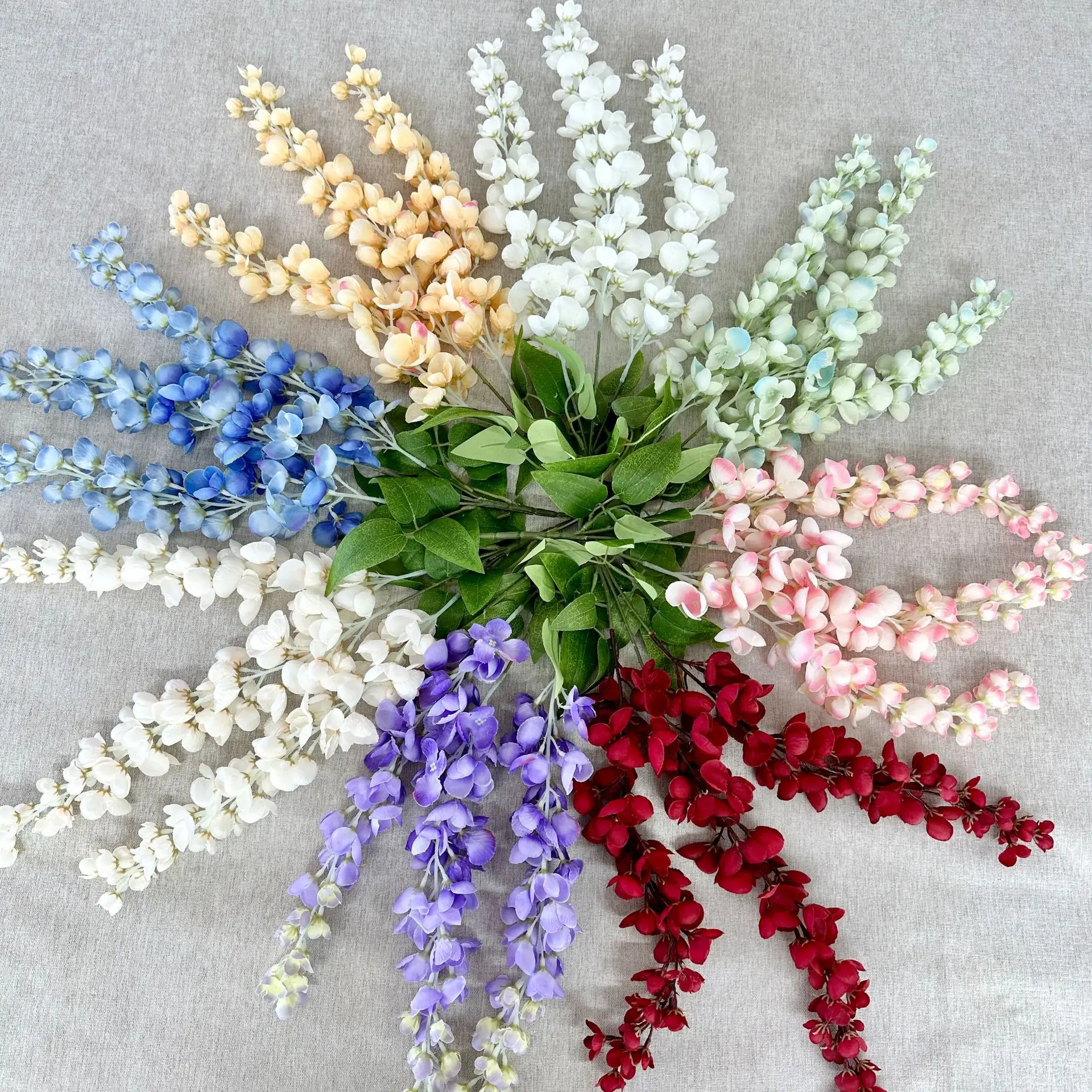 61cm Artificial Wisteria Fake Flower String Bushy Vine Ratta Hanging Garland For Wedding Home Wall Home Decoration