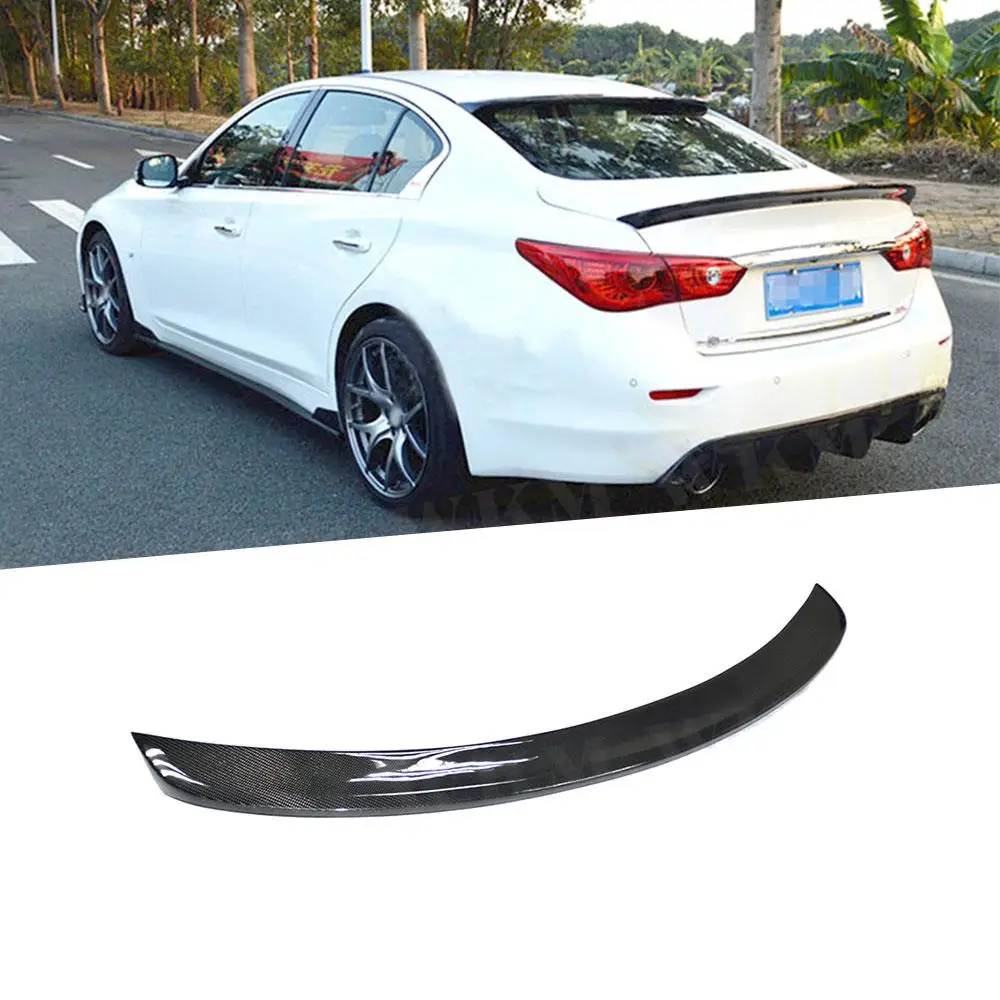 

For Infiniti Q50 Q50S Carbon Fiber Rear Spoiler Lip Wings 2014-2017 Car Rear Trunk External Decoration