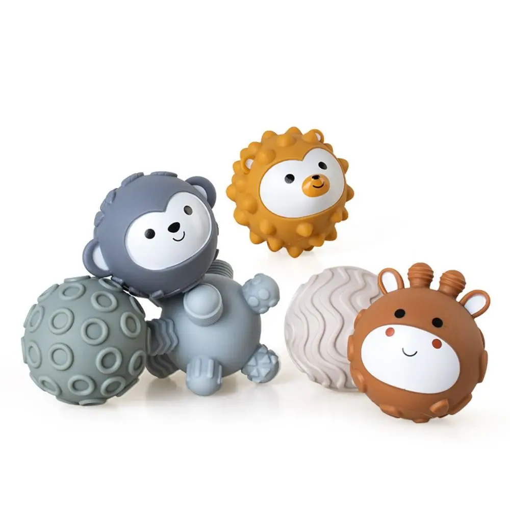 รูปร่างสัตว์เด็กวัยหัดเดิน Textured Multi-Sensory ของเล่นขนาดเล็ก Sensory สํารวจ Sensory Textured Squeeze Ball ซ้อนวงกลม