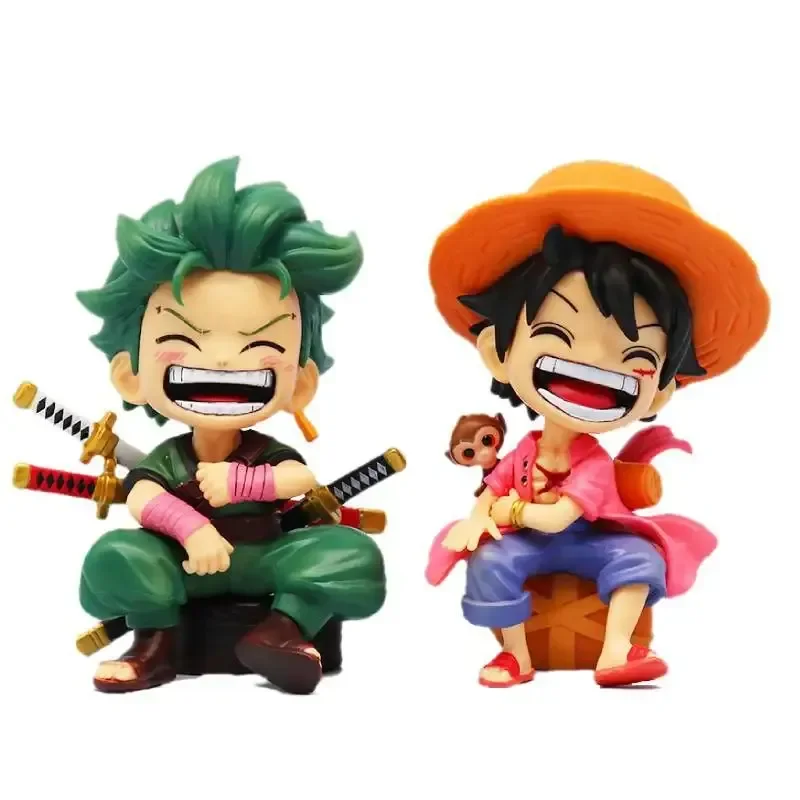 New Kawaii Anime Figure One Piece Monkey D Luffy Roronoa Zoro Pvc Toys Q Action Figures Collection Decoration Model Toys Gifts