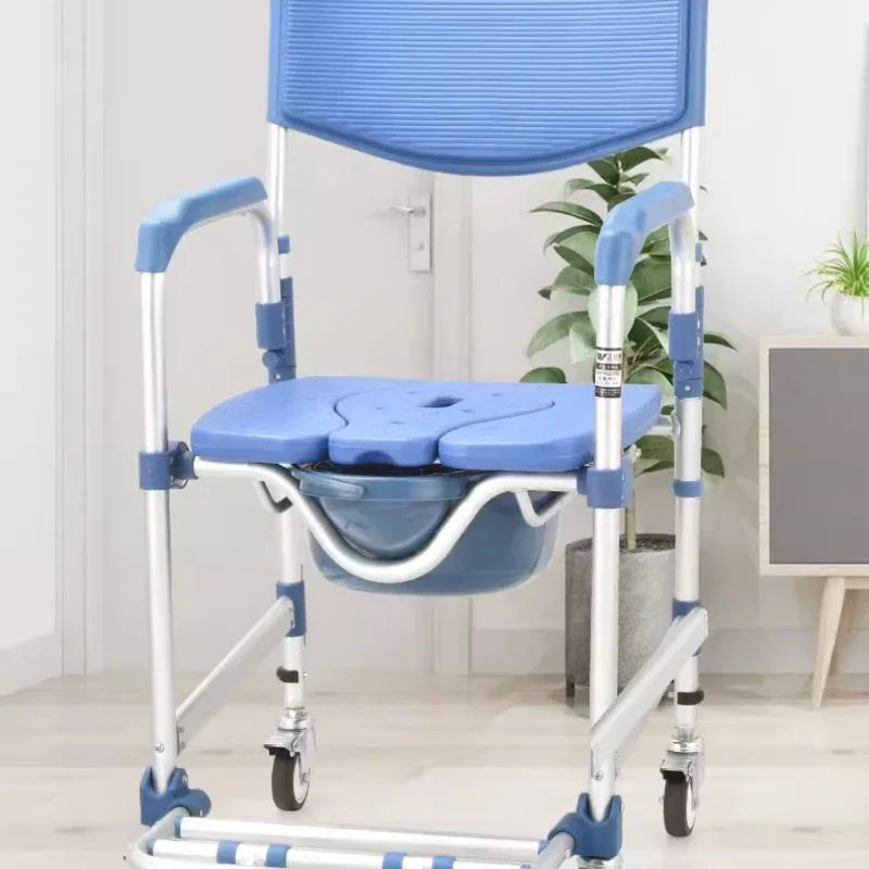 Mobile Bathing Toilet Rotatable Folding Seat Elderly Nursing Chair Disabled Wheelchair with Wheels Convenient Hygiene