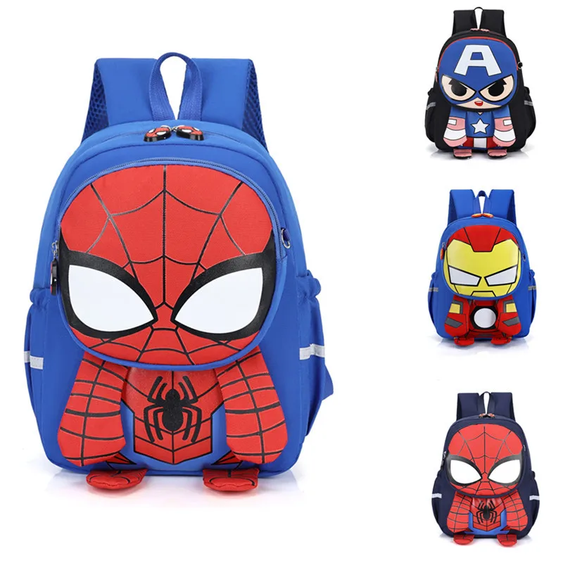 

Disney Marvel Boys Kindergarten Bag Spider Man Captain America Primary Student Shoulder Orthopedic Backpack Kids Gifts Mochila