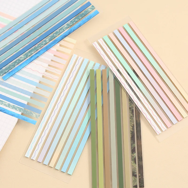 160Pcs Color Translucent Slender Strips PET Index Sticker Note Highlight Mark Stickers Bookmarks Student Stationery Sticky Note