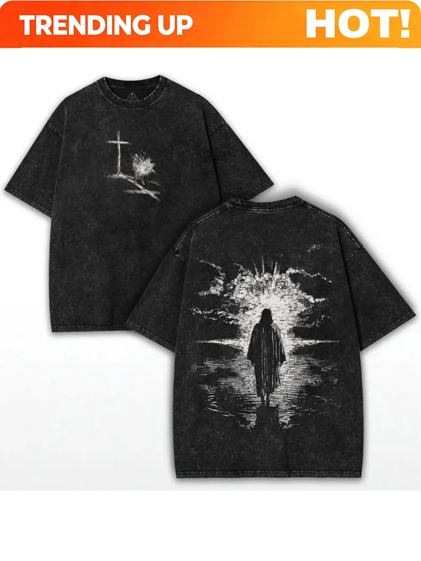 Crown of Thorns Jesus Oversized Tee: Vintage Washed Heavy Christian T-Shirt Ting Ge Special Edition