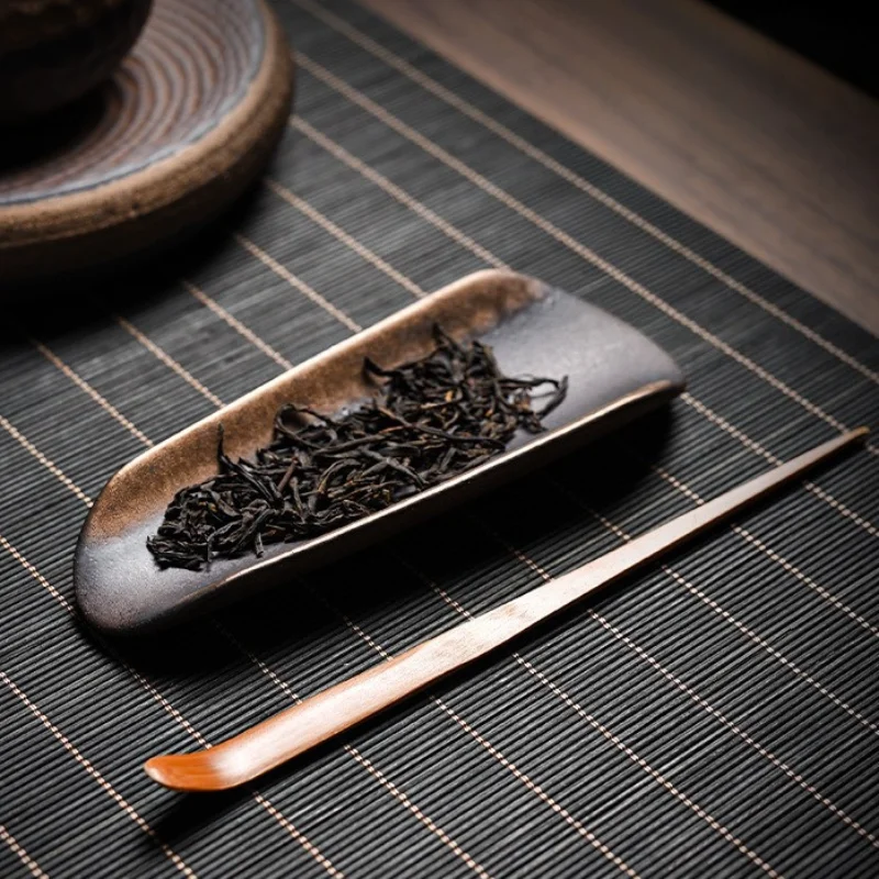 Vintage Gilded Coarse Pottery Handmade Ceramic Household Teaspoon, Tea Pick, and Zen-Style Kung-Fu Tea Set Accessories - view 2
