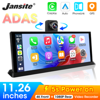 Jansite 11.26 inch Dash Cam 4K ADAS DVR Wireless CarPlay & Android Auto Driving Recording 24h Park Monitor Black Box 5G WIFI FM