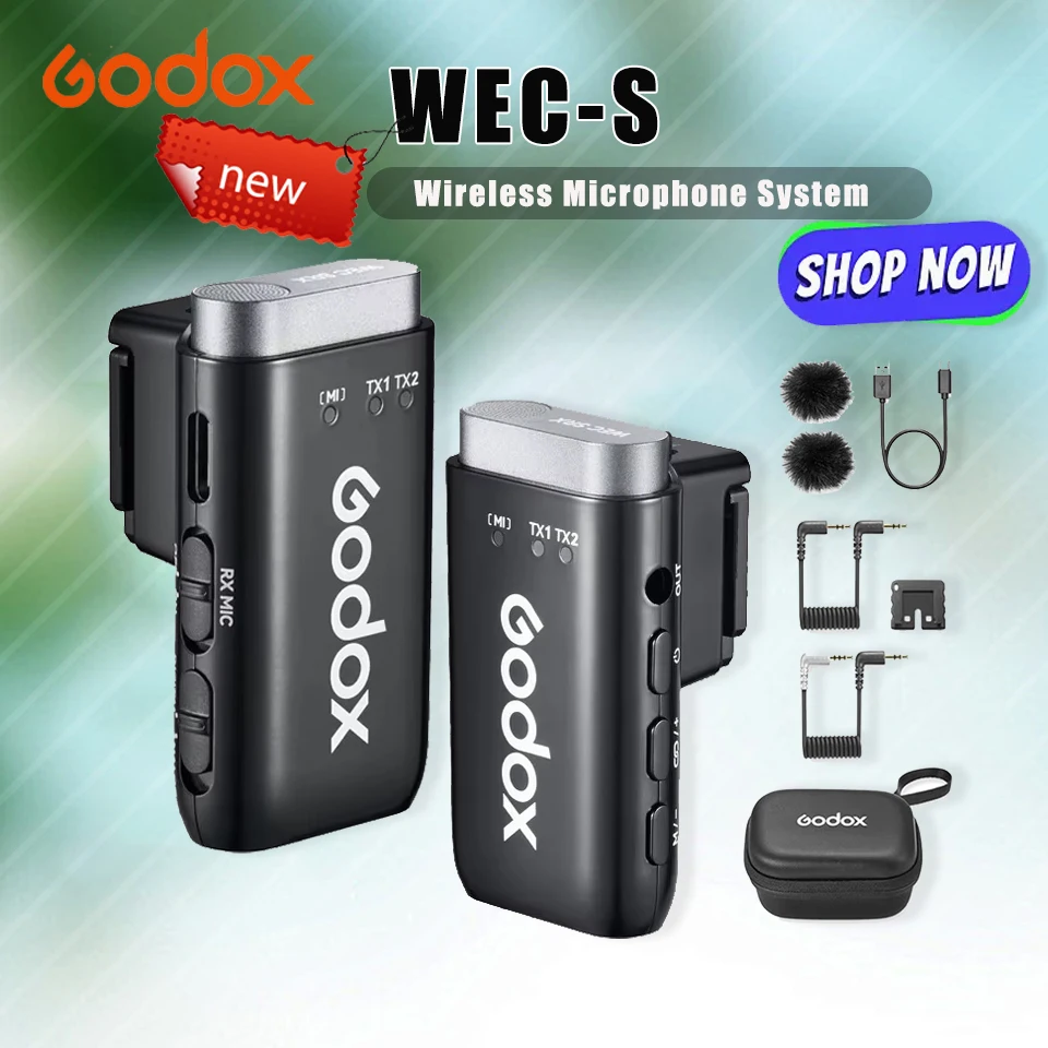 

Godox WEC-S Wireless Microphone System 2.4GHz Hotshoe Omnidirectional Lavalier Microphone Sony Mi compatible