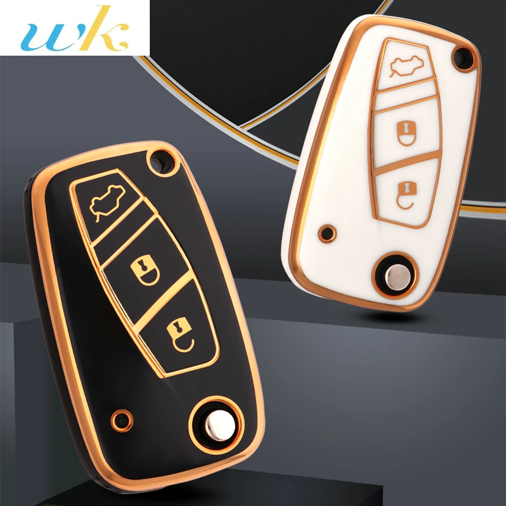 

New TPU Car Flip Key Case Cover For FIAT 500 Panda Stilo Ducato Punto Doblo Bravo 3 Buttons Protected Holder Fob Bag Accessories